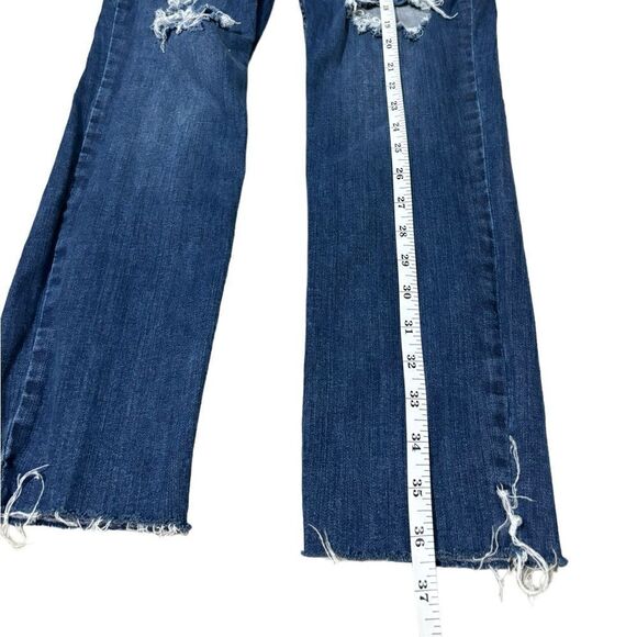 FREE PEOPLE Dark Wash,Destroyed,Frayed Hem,Crop Skinny Jeans - Picture 3 of 7